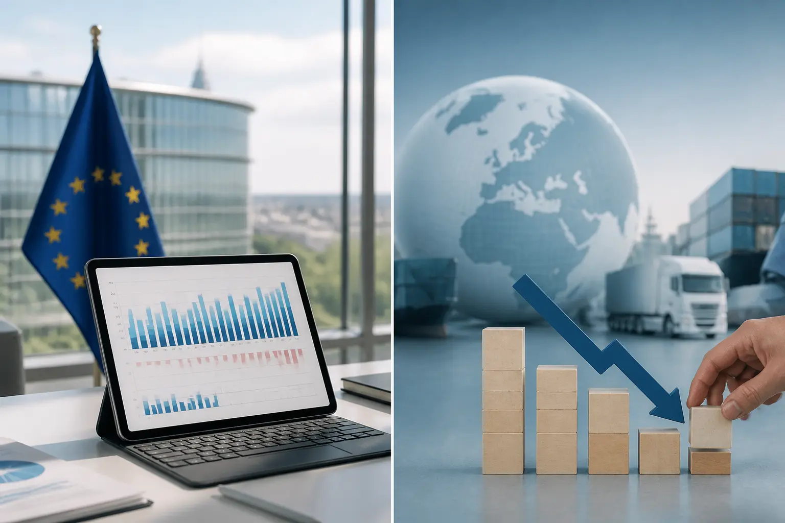 Secondary editorial visual for the article Services Production Fell 0.3% in the Euro Area and 0.2% in the EU in June