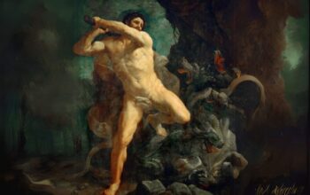 A painting by the Italian Baroque artist Guido Reni depicts the Green and Roman demigod Hercules slaying the Hydra of Lerna. This painting was completed circe 1620 and is located at the Louvre, Paris.